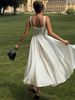 Hugcitar Elegant Square Collar Straps Backless Sexy Slim Pleated Midi Dress Summer Women Fashion Clothes Birthday Party Vacation_ecoleips.com