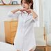 White Shirt Women's Medium And Long Sleeves Loose Boyfriend Style Pajamas Sunscreen Plus Size Top_ecoleips.com
