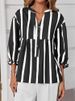 K Women's Fashion Casual Loose Baita Striped V-neck Printed Shirt_ecoleips.com
