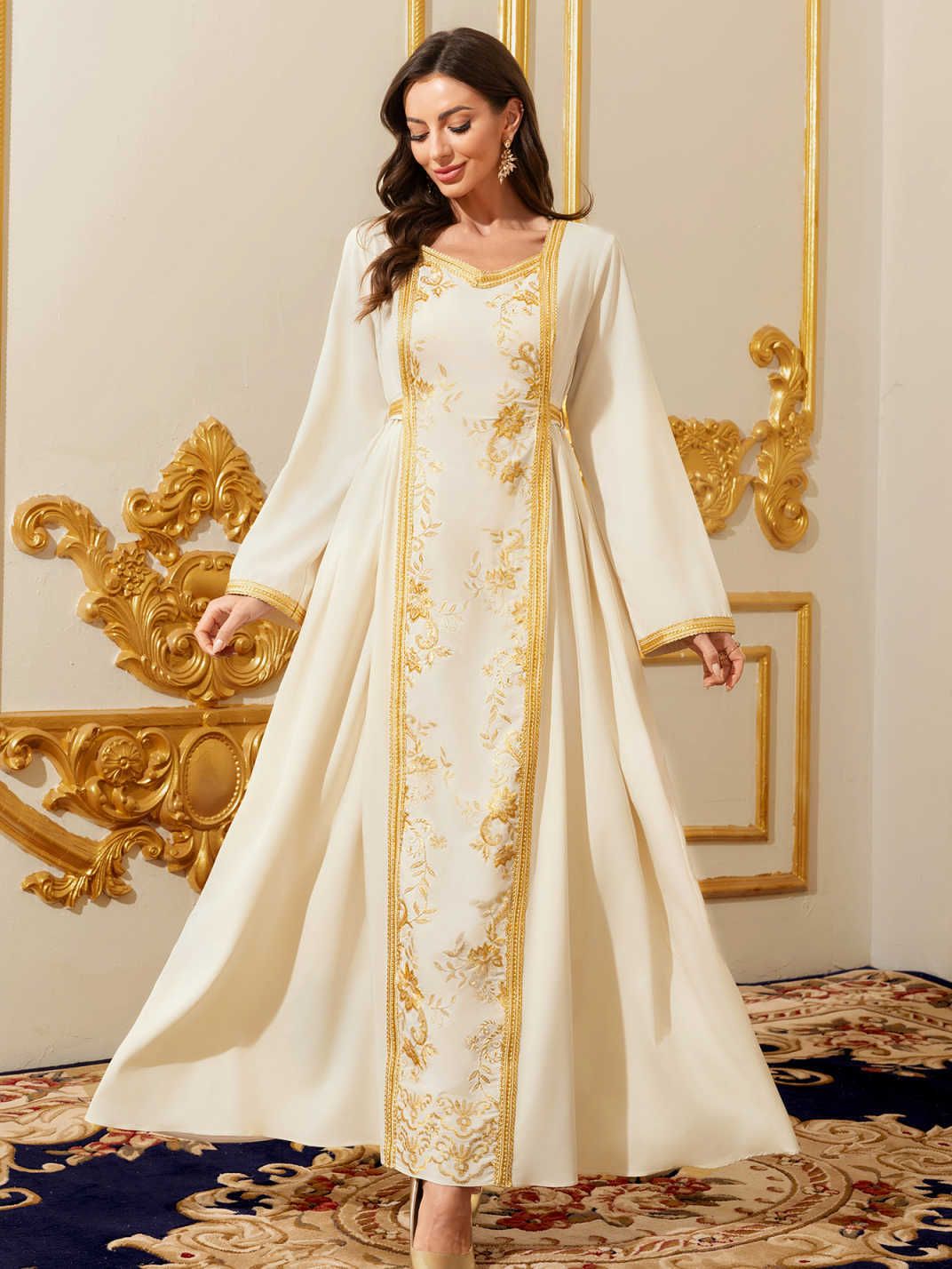 Modest Abaya Dress Elegant Embroidered Abaya Dress – Modest Long Sleeve Maxi Gown With Floral Lace Trim_ecoleips.com