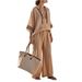 Women's Casual Hooded Pullover Top 3/4 Sleeve Solid Multi Color Long Sleeve Pants Set For Spring Autumn_ecoleips.com