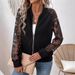 Elegant Women's Lace-Trimmed Baseball Jacket With Long Sleeves – Stylish & Comfortable Outerwear For Fall & Winter_ecoleips.com