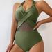 Women's Clothing Fashion Sexy One Piece Swimsuit Solid Color Mesh Swimsuit Bikini_ecoleips.com