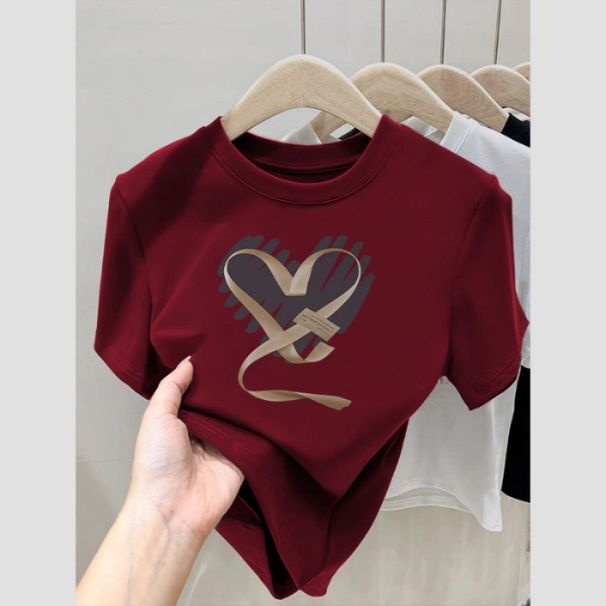 Women's Clothing Retro Short Sleeved T Shirt Slim Fit Stylish Beautiful Chic Top_ecoleips.com