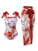 Women's Conservative One Piece Swimsuit Print Design Wire-Free Swimwear Summer Vacation Style_ecoleips.com