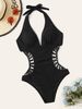 Women's Clothing Swimsuit Women's One Piece Solid Color Lace Up Hollow Sexy Backless Bikini Beach Vacation Swimsuit_ecoleips.com