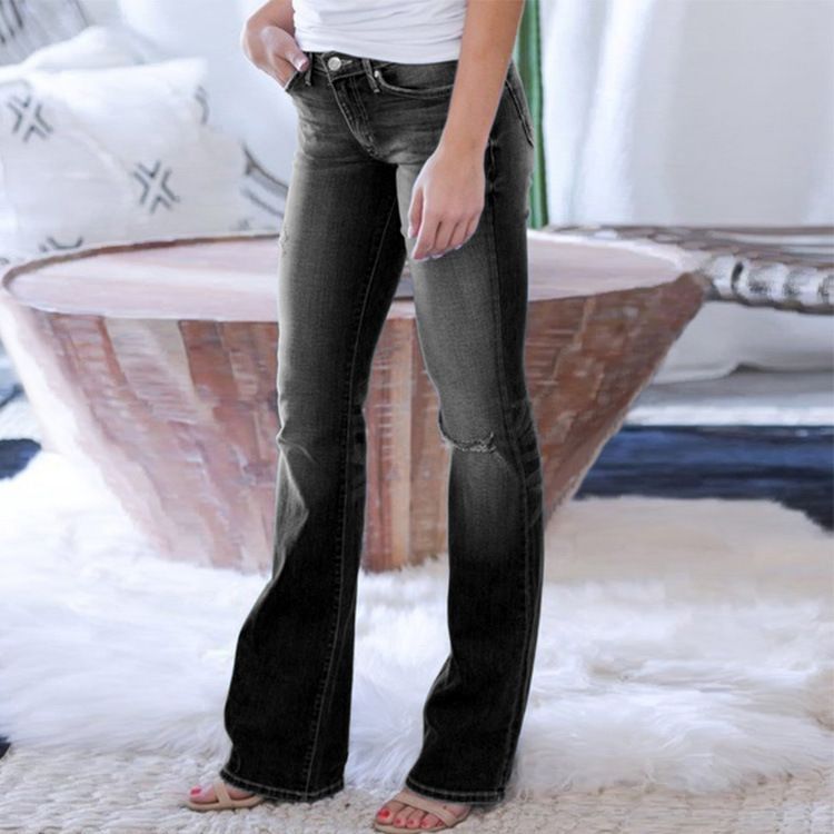 Women's Distressed Skinny Jeans High Stretch Denim Pants With Ripped Details Flared Leg Comfort Fit For Casual & Office Wear_ecoleips.com