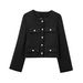 Women's Round-Neck Long-Sleeve Tweed Jacket – Classic Elegance For Casual & Formal Occasions (Gray/Red/Black/White, Sizes S-L)_ecoleips.com