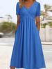 Women's Clothing Women's Solid Color V Neck Short Sleeve Dress With Pocket Autumn Fashion Personalized Clothing_ecoleips.com