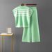 Striped Fashion Set For Women Casual Loose Knitted Wide Leg Pants Two Piece Set Summer_ecoleips.com