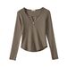 2025 #High Quality # Modal Cotton Button Half Open Collar T-Shirt For Women's Long Sleeve 2025 Autumn New Collection Interior_ecoleips.com
