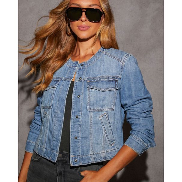 Retro Streetwear Denim Jacket – Cropped Slim Fit Women's Spring Jacket (Blue, S-2XL)_ecoleips.com