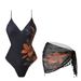 Women's Floral Print One Piece Swimsuit Tassel Wrap Skirt Beachwear Set Stylish Sexy Clothing_ecoleips.com