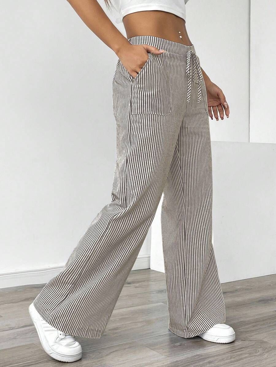 Streetwear Striped Wide-Leg Pants – Oversized Unisex Trousers | Polyester-Spandex Blend | S-XXL | Sky Blue/Red/Yellow/Taupe | Retro Fashion Pants_ecoleips.com