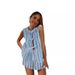 Women's Clothing New Ins Style Women's Fashion Shorts Suit Beach Vest Tie Striped Sleeveless Shorts Suit_ecoleips.com