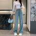 Women’s Clothing spring and summer new luxury gradient rhinestones starry straight jeans narrow leg pants_ecoleips.com