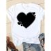 Foreig Trade Wome's Clothig, Europea Ad America Style, Simple Roud-eck Heart-prit Short-sleeve T-shirt For_ecoleips.com