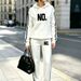 Spring Autumn Women's Printed Two Piece Set Simple Side Striped Hooded Top And Trousers New Style Print_ecoleips.com