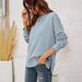 Women's Round Neck Long-sleeved Pullover With Split Hem_ecoleips.com