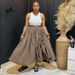 Women's High-Waisted Wrap Skirt – A-Line Asymmetrical Plaid Midi Skirt With Adjustable Drawstring, Summer Casual Skirt In Light Brown (S-2xl)_ecoleips.com