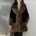 Women’s Clothing autumn and winter fashion temperament new v neck fur coat medium length slim young big fur collar coat_ecoleips.com