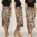 Verve Sexy Wild Bow Bandage Leopard Print High Waist Slit Midi Skirt_ecoleips.com