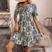 In-stock European American Cross-border 2025 Summer New Printed V-neck For Women, Loose-fitting And Figure-flattering_ecoleips.com