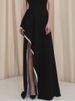 Freeacy Women's Evening Dresses Round Neck Sleeveless High Waist Split-side Floor-Length Dress Contrast Color Party Dresses_ecoleips.com