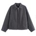 Retro Short Jacket – Poly-Cotton Blend, Lapel Collar, Casual Lightweight Coat For Women (Brown/Beige/Burgundy/Charcoal, S-L)_ecoleips.com