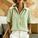 Summer Striped Shirt For Women Casual Fashion Short Sleeve With Collar_ecoleips.com