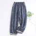 Woman Cotton Double Cloth Baby Soft Lounge Pants Lace Trim Loose Cropped Pajama Pants Breathable Spring Summer Home Wear_ecoleips.com