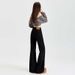 Light Blue Flared Jeans For Women, Low-waisted Slimming Floor-length Pants, Black And White Wholesale_ecoleips.com