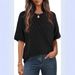 cross-border European And American Women's Summer Short-sleeve Pocket Top, Oversized Round-neck Textured Casual_ecoleips.com