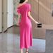 Premium Acetate Dress - Off-Shoulder Long Dress In Rose Red (Celebrity-Inspired High-End & Elegant Perfect For Parties & Events)_ecoleips.com