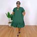 Women's Clothing Round Neck Ruffle Loose Large Size Dress_ecoleips.com