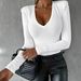 2025 Autumn New Women's Long Sleeve V-Neck Slim Fit Base Shirt_ecoleips.com