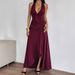 AD328 European And American Cross-border Spring/summer New Women's Dress With Backless Deep V-neck, Slit, Halter Neck,_ecoleips.com