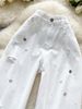 Women's Clothing Vintage White Jeans - High-Waisted Wide-Leg Distressed Denim Pants For A Retro-Chic Look (XS-2XL)_ecoleips.com