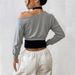 Voya Women's Open Shoulder Patchwork Design, Gray Short Style With Exposed Navel Long Sleeved Hoodie, Women's Slimming And Versatile Casual Trend Top_ecoleips.com