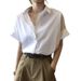 Women's Clothing Chiffon Spot Bat Short Sleeve Shirt For Women Retro Loose Fit Summer Thin Top Good Quality_ecoleips.com