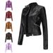 New Style Leather Jacket For Women Short Small Jacket Spring And Autumn Stand Collar Women's Leather Jacket Cross Border Women's Thin Leather Jacket_ecoleips.com