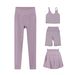 U Shaped Vest Cropped Pants Shorts And Skirt Four Piece Set For Women Slim Fit Stretchy Sportswear_ecoleips.com