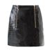 Women's PU Motorcycle Leather Jacket Slim Fit Lapel Multi Zip Design Paired with Bodycon Skirt Set_ecoleips.com