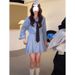 College-style Striped Shirt For Women, Early Autumn 2025 New French-style Waist-cinching High-end Elegant Short Dress_ecoleips.com