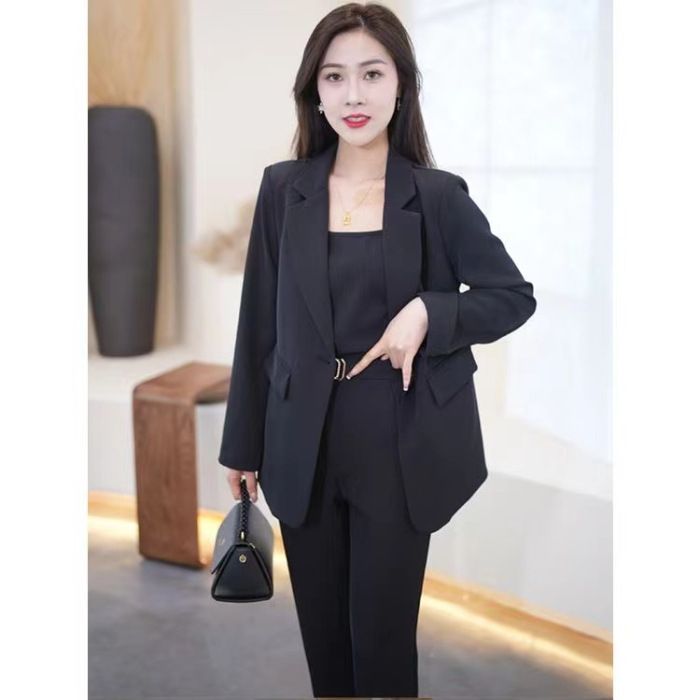 girl Girl Casual Fashion Women's Stylish Blazer 2025 Spring New Elegant Youthful Professional Suit Three-Piece Set_ecoleips.com