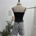 Women's Cowl Neck Padded Bralette Top Sexy Single Row Button Corset Crop Sleeveless Shirt_ecoleips.com