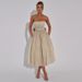 Women's Clothing Summer Elegant Sweet Spicy Solid Color Strapless Off Shoulder Party Cocktail Glitter Mesh Tight Waist Dress_ecoleips.com