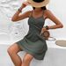 Women's Flowy V-Neck Layered Summer Dress - Soft Polyester Fabric, Olive Green, S/M/L/XL_ecoleips.com