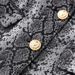 Women's Clothing Spring and Autumn new fashion jacquard leather mid length two button suit jacket long top_ecoleips.com