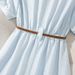 Women's Clothing Summer Short Sleeve Mid Length Dress Lapel Waist Slimming Shirt_ecoleips.com